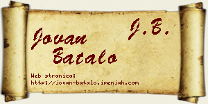 Jovan Batalo vizit kartica